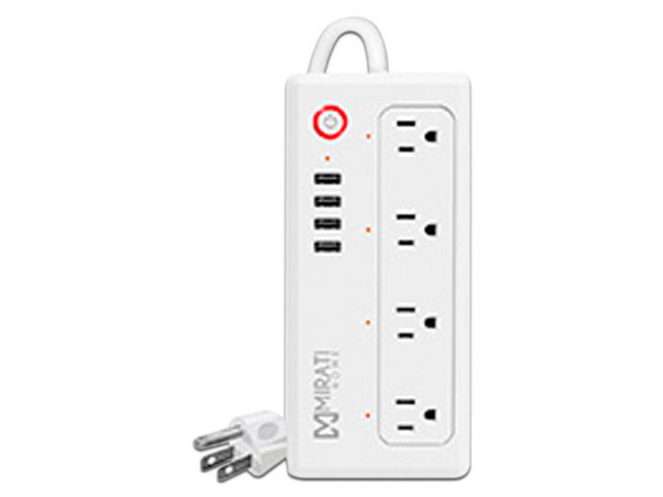 Multicontacto Inteligente Mirati de 4 Sockets/4usb, con led Indicador, wifi, 1800 W. Color Blanco