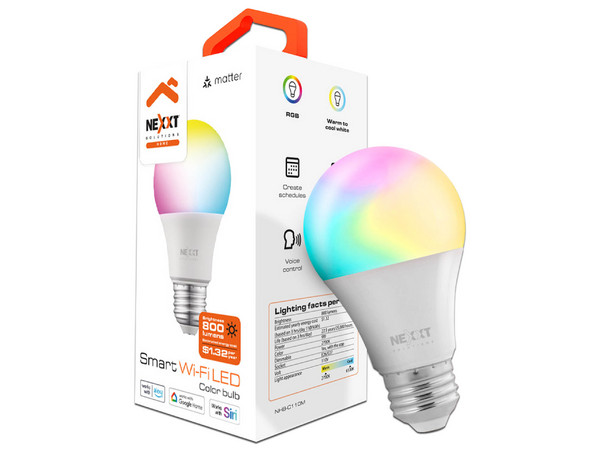 Foco inteligente Nexxt Matter NHB-C110M, Wi-Fi, LED, RGB, 110V, A19.