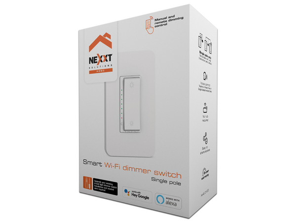 Atenuador de Luz Inteligente Nexxt Solutions, Wi-Fi. Color Blanco. (Requiere cable neutro).