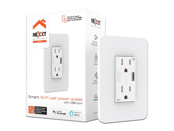Toma de corriente Nexxt Solutions NHE-W100 con Wi-Fi, USB. Color Blanco