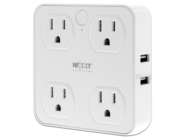 Enchufe inteligente Wi-Fi Nexxt Solutions, 4 x NEMA 5-15R, 4 x USB. Color Blanco.