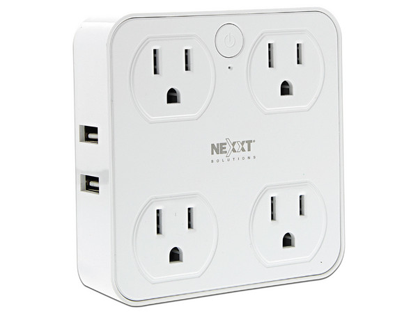 Enchufe inteligente Wi-Fi Nexxt Solutions NHP-T615, 4 x NEMA 5-15R, 2 x USB Tipo A, 2 x USB Tipo C. Color Blanco.