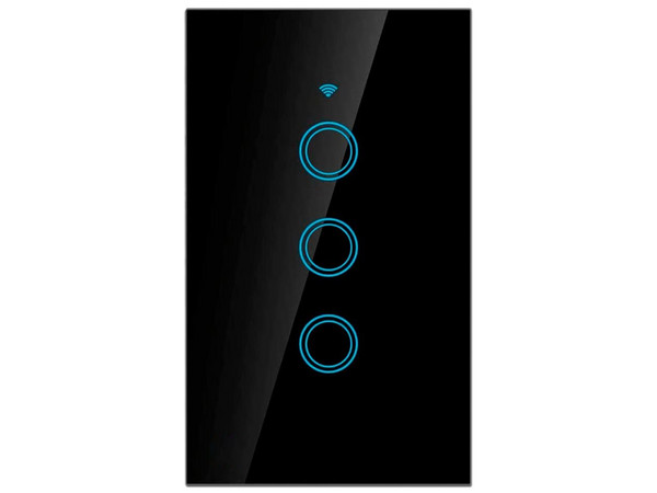 Interruptor de Luz Inteligente, Wi-Fi, 3 Vías. Color Negro.