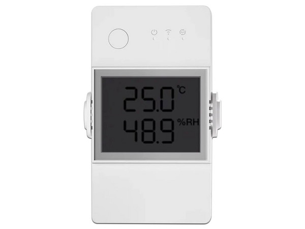 Interruptor inteligente Sonoff THR320D, Wi-Fi 2.4GHz Monitoreo-Temp&Humedad, Color Blanco