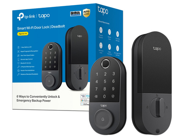 Timbre y Cerradura Inteligente TP-Link TAPO DL110, 6 Formas de Acceso, Reconocimiento de Huella, Bloqueo Automático, Wi-Fi. Color Negro.