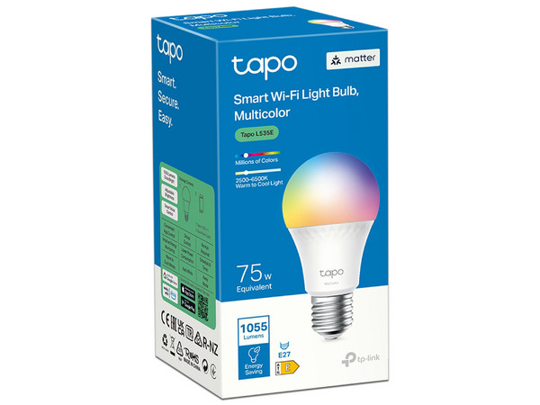Foco WiFi Multicolor, TP-Link, Intensidad Regulable, 1055 Lúmenes, Temporizador, Control Remoto, Control De Consumo Eléctrico, Comandos De Voz Alexa y Asistente Google, Compatible Con Matter, Modelo TAPOL535E.