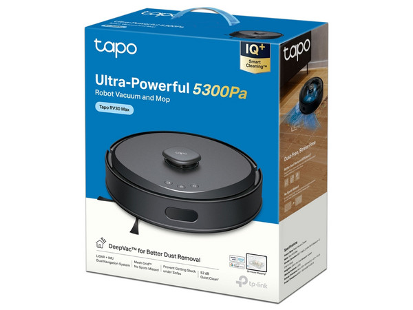 Robot Aspiradora Inteligente TP-Link Tapo RV30 Max, Barre y Trapea, 2600mAh, Giroscopio, LIDAR+IMU, Color Negro.