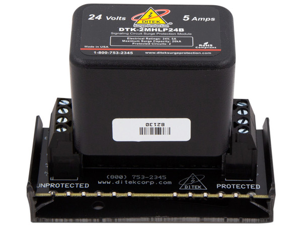Protector Contra Sobretensiones Ditek para Circuitos de Datos y Señalización con Base, Panel de Incendio, Panel de Alarma, Audio, Iluminación de Bajo Voltaje.