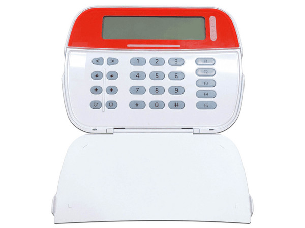 Teclado LCD DSC HS2LCDN Alfanumérico, 32 caracteres, hasta 128 zonas inalámbricas. Color Rojo.