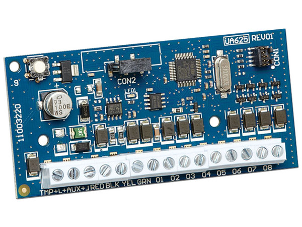 Módulo de 8 salidas programables DSC HSM2208 de baja corriente, compatible con los paneles de control PowerSeries Neo.