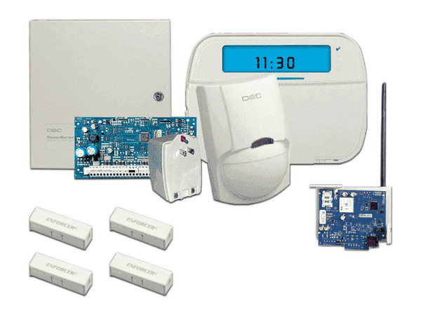 KIT Serie NEO DSC NEO-ICON-SB: Incluye Panel HS2032 de 8 zonas cableadas Expandible a 32, Teclado de Iconos HS2ICN, Sensor PIR LC-100- PI, 2 contactos blancos cableados, Transformador y Comunicador Dual TL2803G.