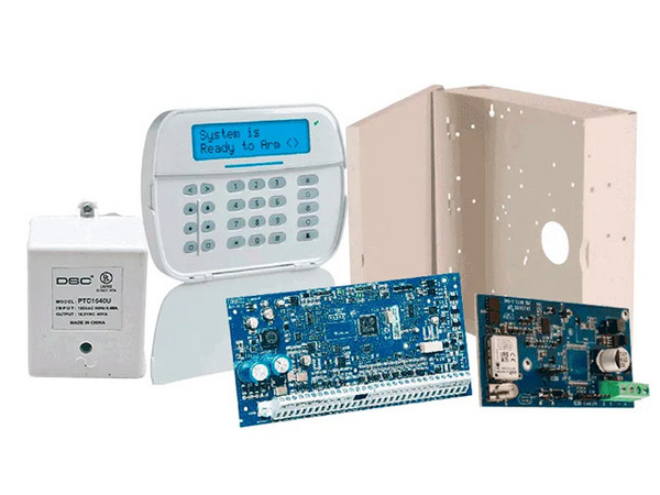 Kit de Panel de Alarma DSC NEO-LCD-LE4050M, Incluye Panel HS2032, Teclado Alfanumérico HS2LCDN, Transformador PTC1640U, Gabinete GMX003 y Conmutador LE4050m.