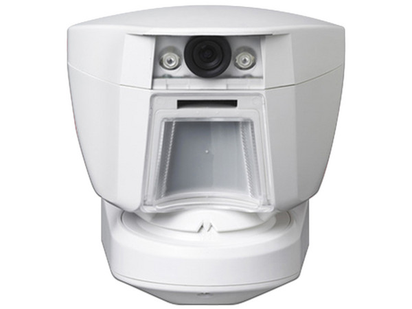 Detector de movimiento PIR inalámbrico DSC PowerG PG9944 con cámara integrada, para exteriores.