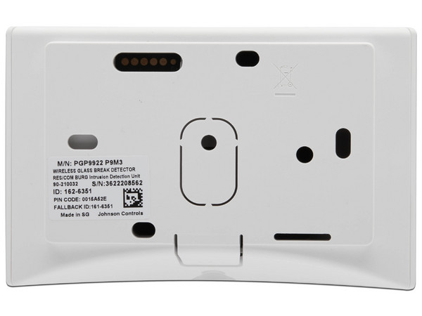 Detector Inalámbrico de Ruptura de Cristal DSC PGP9922, PowerG, Frecuencia de 919MHz, Alcance de Hasta 7.6m. Color Blanco.