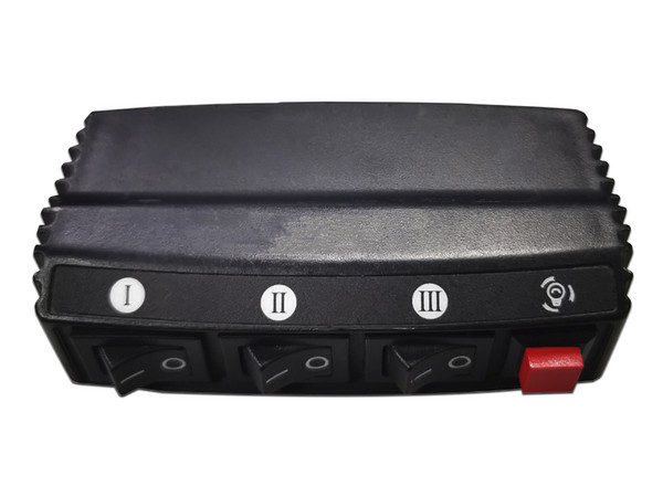Switch Epcom XDKQH01 de 4 interruptores para Barras de Luces, Encendido, Apagado y Control de patrones de destello.