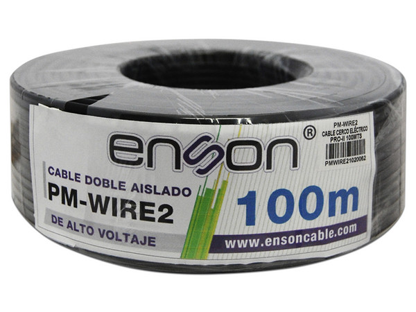 Bobina de Cable Aislado Enson PM-WIRE2 Para Conexión de Cercas Eléctricas, Doble Aislado, 100m, Color Negro.