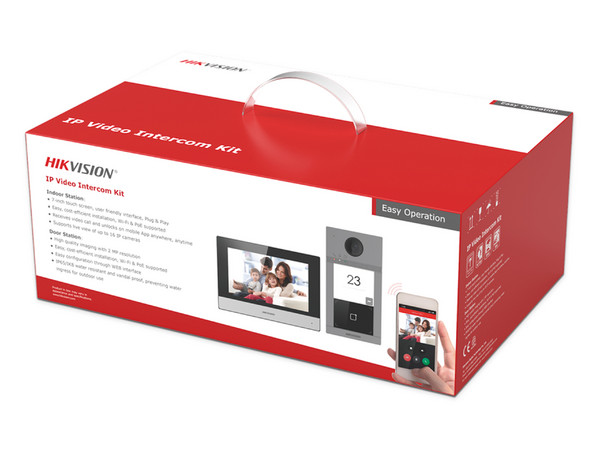 Kit de Videoportero IP Poe Estandar HIKVISION  DS-KIS604-P(C) con llamada a App de Smartphone, Apertura con tarjeta MIFARE, Soporte hasta para 2 puertas, IK08, IP65