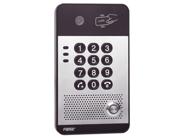 Vídeo Portero IP con 2 líneas Fanvil I30, Relevador Integrado, Teclado Numérico y Lectora de Tarjetas RFID para Control de Acceso, PoE.