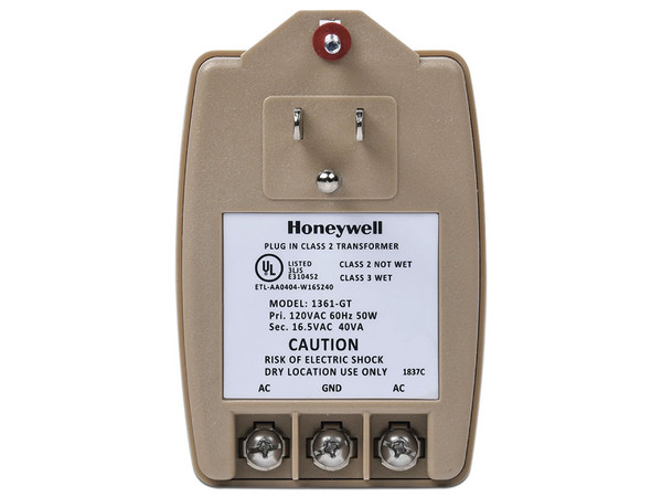 Transformador Honeywell 1361-GT, Compatible para Paneles de Alarma, 16.5VCA / 40VA.