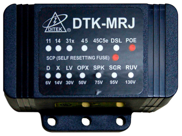 Protector Contra Sobretensiones Ditek DTK-MRJ31XSCPWP para Marcador Telefónico del Panel de Incendio o de Alarma, Color Negro.