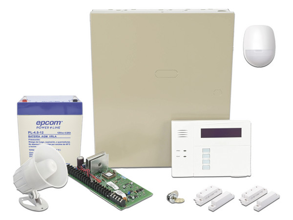 Sistema de Alarma Cableado con Sensores de Movimiento, Contactos de Puerta o Ventana y Sirena.