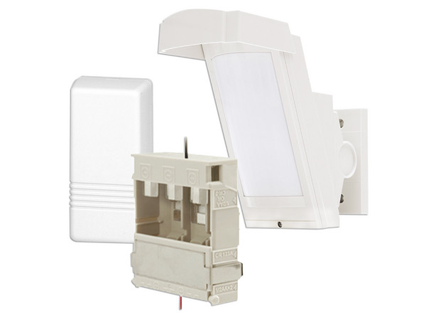 Detector de Movimiento PIR Optex HX40-RAM-WH para exterior, Hasta 12 metros a 85 de cobertura. Incluye transmisor para paneles Honeywell