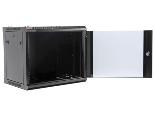 Gabinete PRECISION, Con Puerta de Cristal, de 19in, 9UR, 450mm de Profundidad, Color Negro