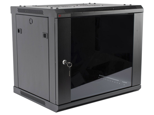 Gabinete PRECISION, Con Puerta de Cristal, de 19in, 9UR, 450mm de Profundidad, Color Negro
