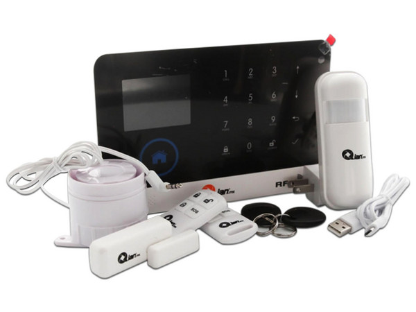 Kit de alarma Qian Jing Bao SS5500. Incluye sensor de Puerta, sirena alámbrica, Sensor PIR, Wi-Fi, tarjeta RFID.