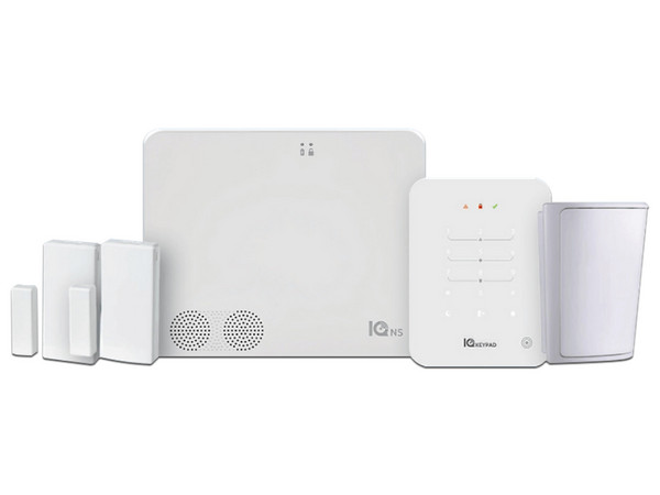 Kit de Sistema de Alarma Qolsys IQNS KEYPAD PACK, Incluye Panel IQ 4 NS, 1 Detector de Movimiento PG9914, 2 Sensores Magnéticos PG9303, Incluye Teclado, Color Blanco.