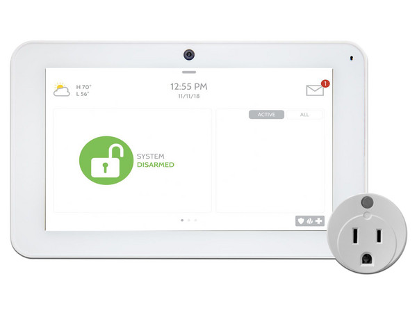 Paquete de 10 Paneles de alarma Qolsys IQ Panel 2+ (con Power G 915 Mhz y Qolsys 319.5 Mhz) y 10 Contactos inteligentes Qolsys SmartPlug Zwave.