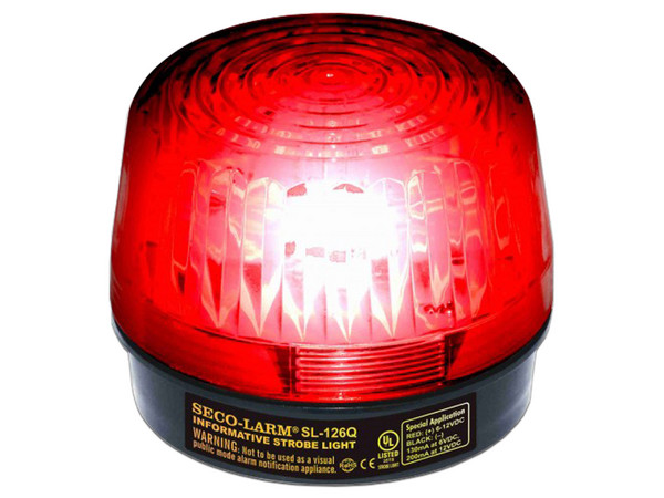 Luz Estroboscópica alámbrica Seco Larm SL-126Q/R, 6-12VDC, Compatible IHORN / RISCO / DSC / BOSCH. Color Rojo.