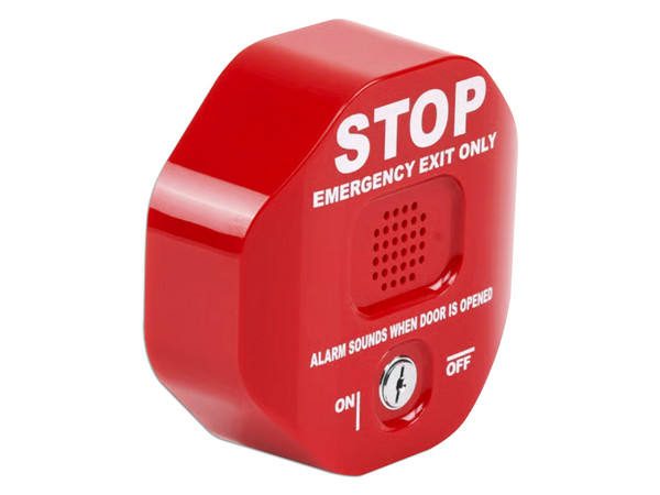 Alarma de puerta multifunción STI 6400WIR con Exit Stopper inalámbrica. Color Rojo
