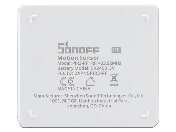 Sensor de Movimiento SONOFF PIR3 de 433MHZ con Notificación de Alarma, Color Blanco.