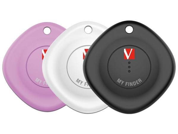 Localizador Bluetooth Verbatim MyFinder personal, Resistente al Polvo y Agua, IP66, compatible con Find My de Apple, Color Negro. Paquete de 3 Piezas