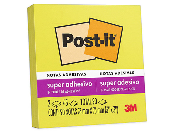 Notas adhesivas 3M de  3 x 3 pulgadas, 90 hojas, Color Amarillo