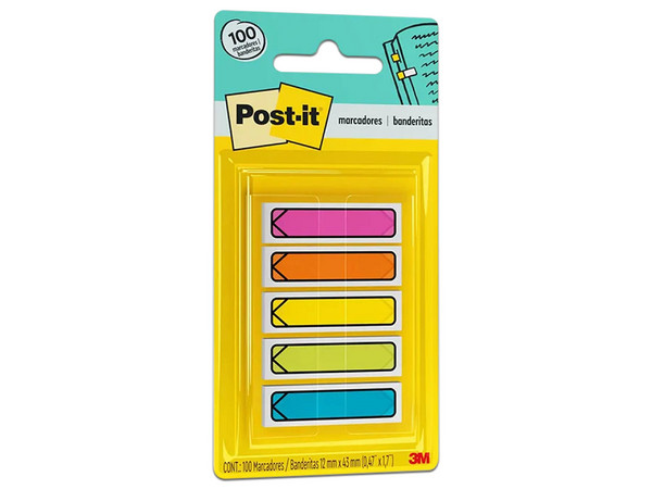 Banderitas 3M POST-IT, 5 Blocks, Forma de Flecha, Multicolor.