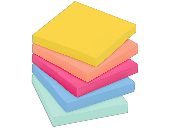 Notas Adhesivas 3M Post-It Summer Joy, 5 Bloques, Multicolor.