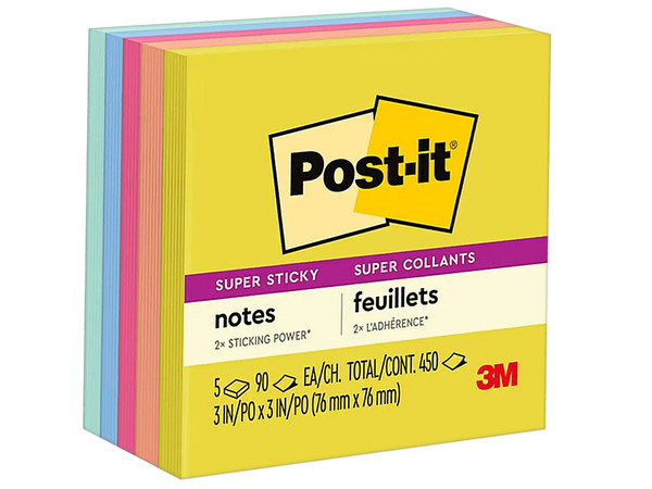 Notas Adhesivas 3M Post-It Summer Joy, 5 Bloques, Multicolor.