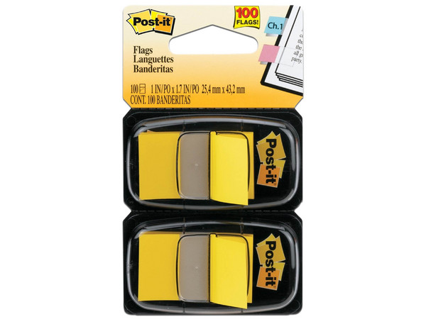 Banderitas 3M 680-YW2 Amarillo, Estuche Doble con 50 Unidades.