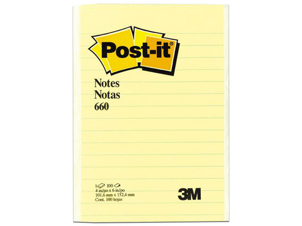 Nota Autoadhesiva 3M Rectángulo Amarillo MT900176413, 100 Hojas
