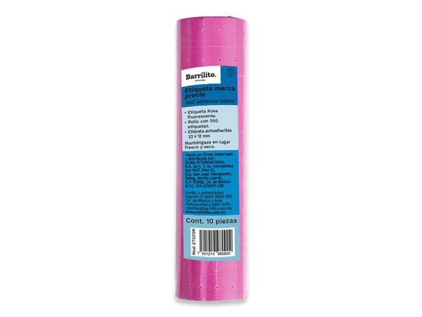 Etiqueta Rosa Barrilito Precio 22x12mm Rollo C/550 Etiquetas