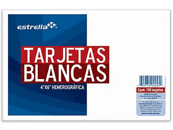 Tarjeta Hemerográfica 4x6 Blanca Estrella 45, 100 Páginas.