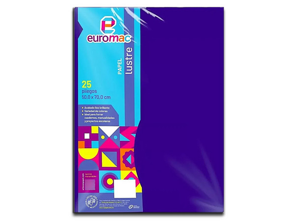 Papel Lustre Euromac, Color Morado, 50 x 70 cm, 25 Hojas.