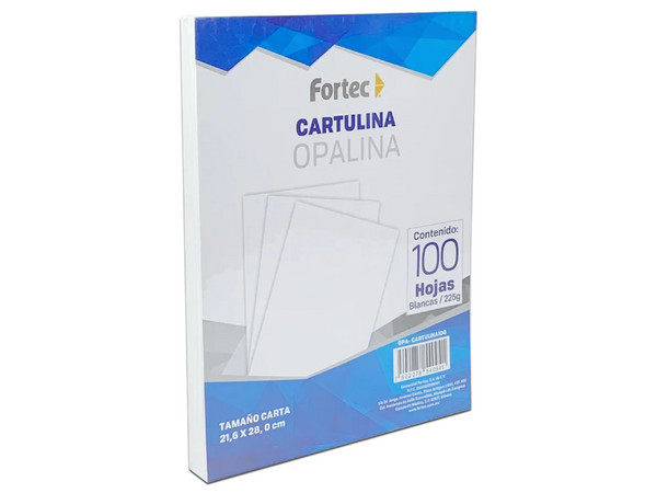 Papel Opalina Fortec OPA-100, Paquete con 100 Hojas, Tamaño Carta. Color Blanco.