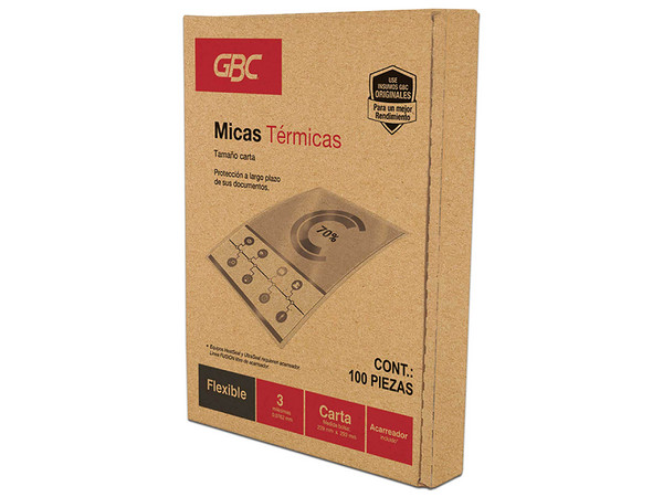 Mica Termica GBC  M130249, 3 Milésimas, Paquete de 100 Piezas, Tamaño Carta
