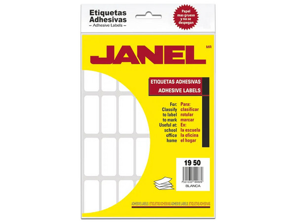 Etiquetas Adhesivas Janel Clásicas, No. 15, 19x50mm, C/504.