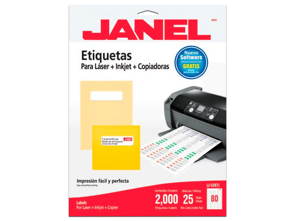 Etiquetas Adhesivas Janel Láser, 13x45mm, C/2000.