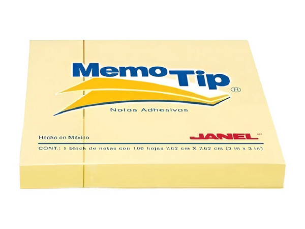 Notas Adhesivas Janel Memo Tip, 7.62 x 7.62cm, Color Amarillo.