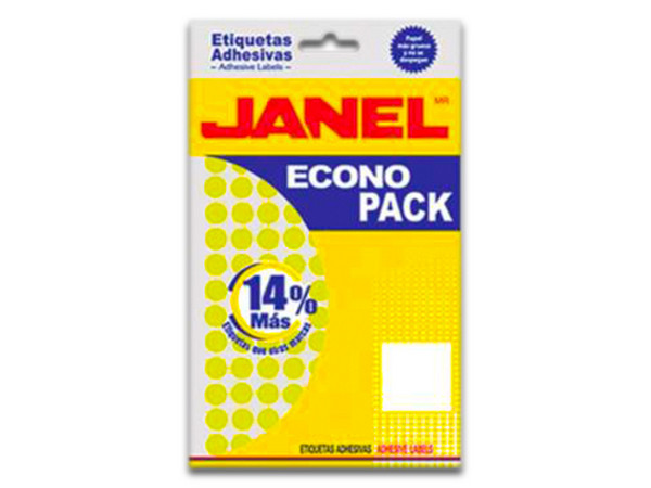 Etiquetas Adhesivas Janel Econopack de 00 x 18 mm, 1120 etiquetas. Color Amarillo.